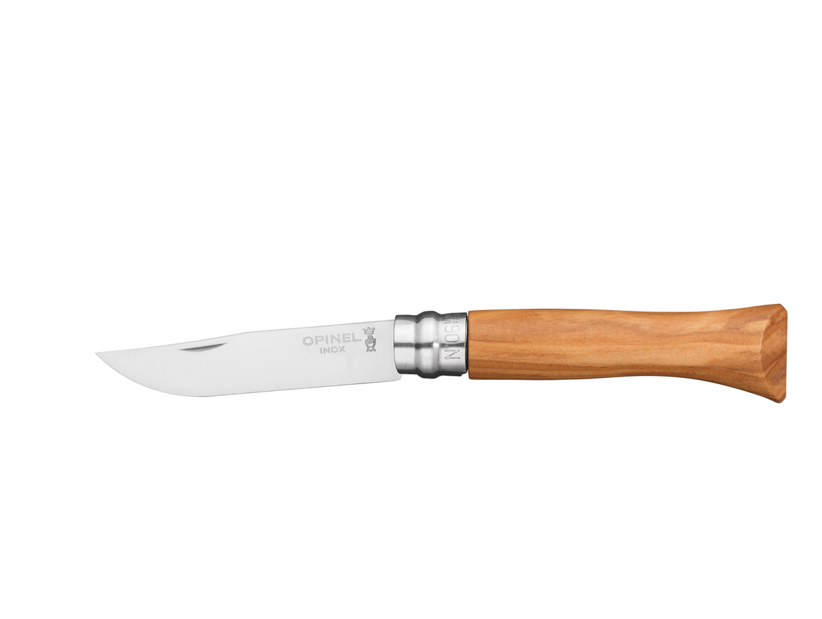 Opinel no.8 Stainless 8,5 cm skæfte i Oliventræ